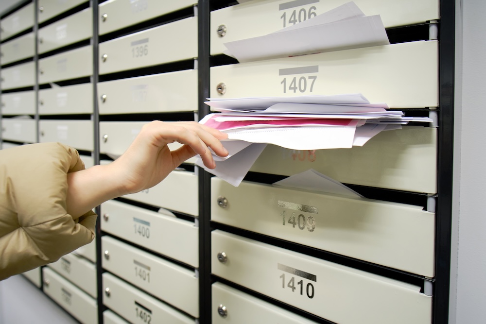 mail in a P.O. box